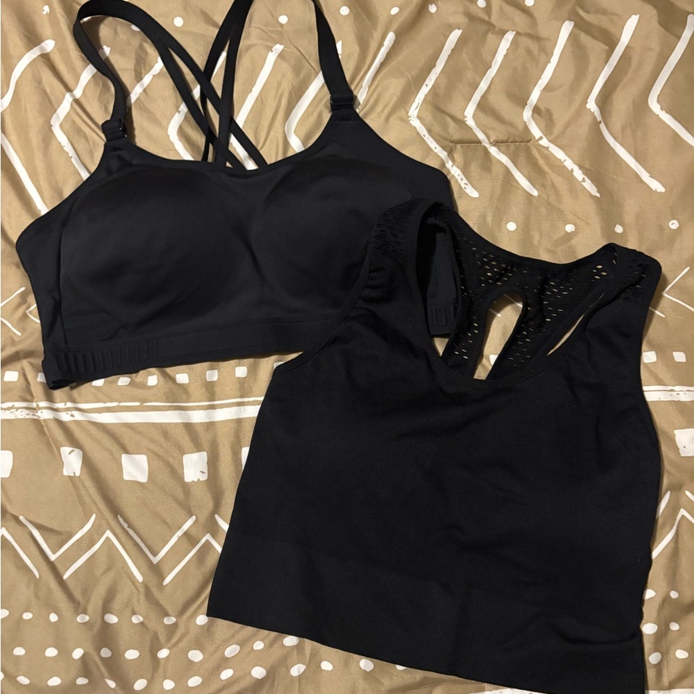 2 black sports bras